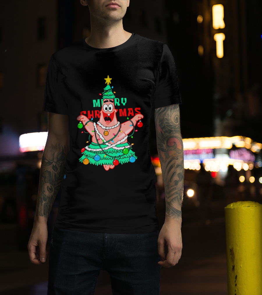 Merry Christmas Patrick Tree Holiday Lights T-Shirt