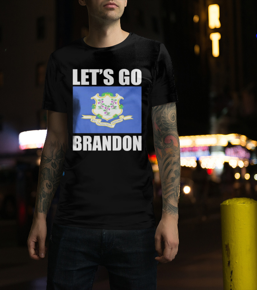 LET'S GO BRANDON Qui Transtulit Sustinet Connecticut Flag T-Shirt