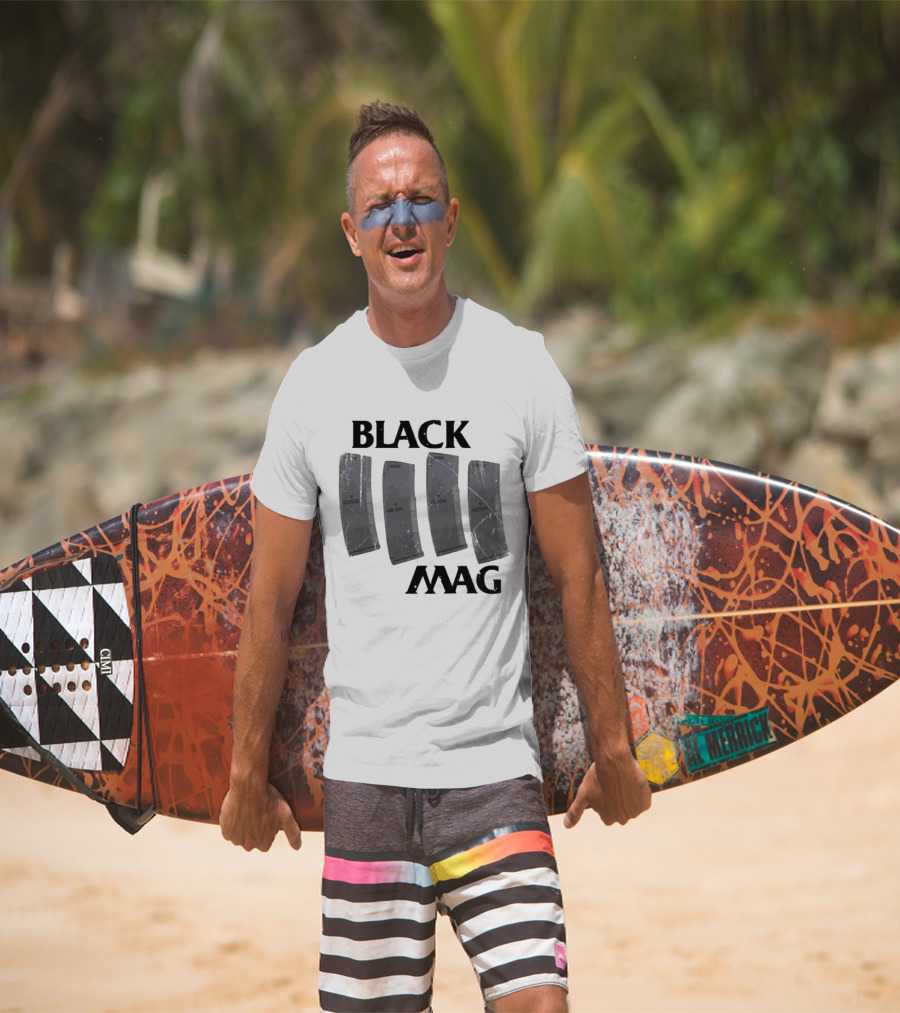 BLACK MAG Scratched And Weathered Magazines T-Shirt