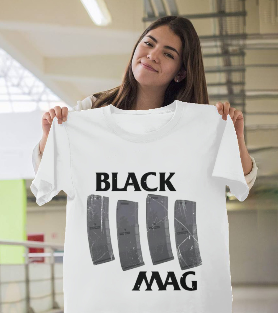 BLACK MAG Scratched and Weathered Magazines T-Shirt