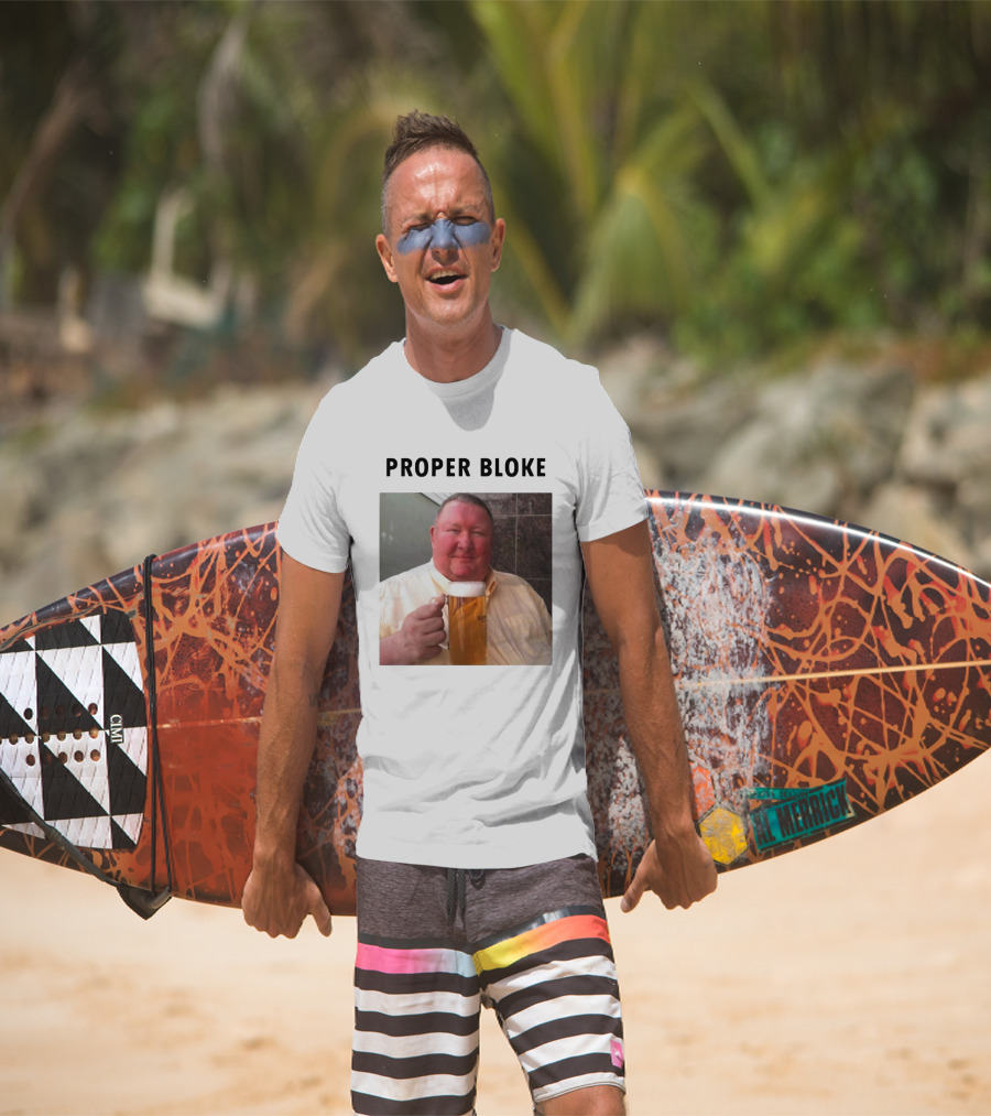 Proper Bloke Holding Beer With Contented Expression T-Shirt