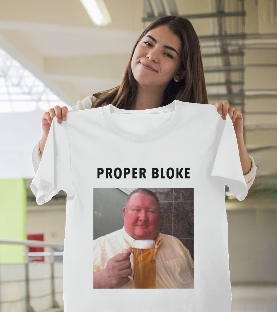 Proper Bloke Holding Beer With Contented Expression T-Shirt