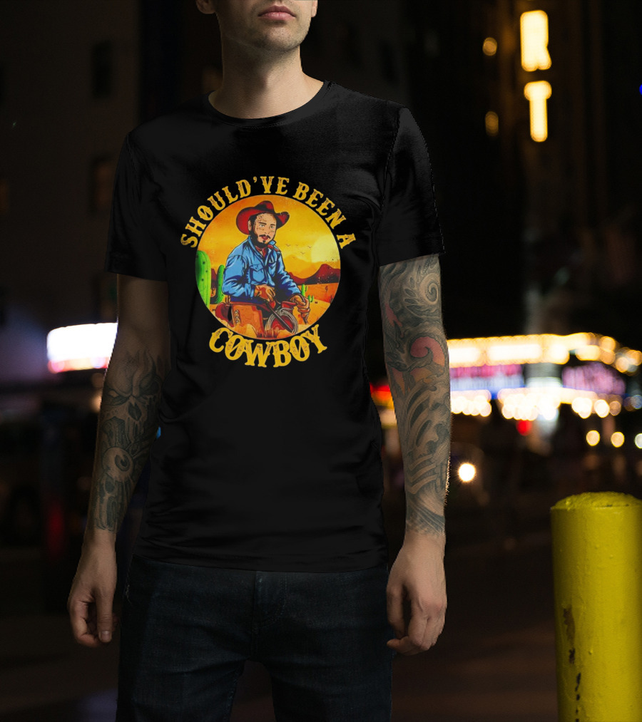Should’ve Been A Cowboy Vintage Desert Scene With Cactus And Mountains T-Shirt