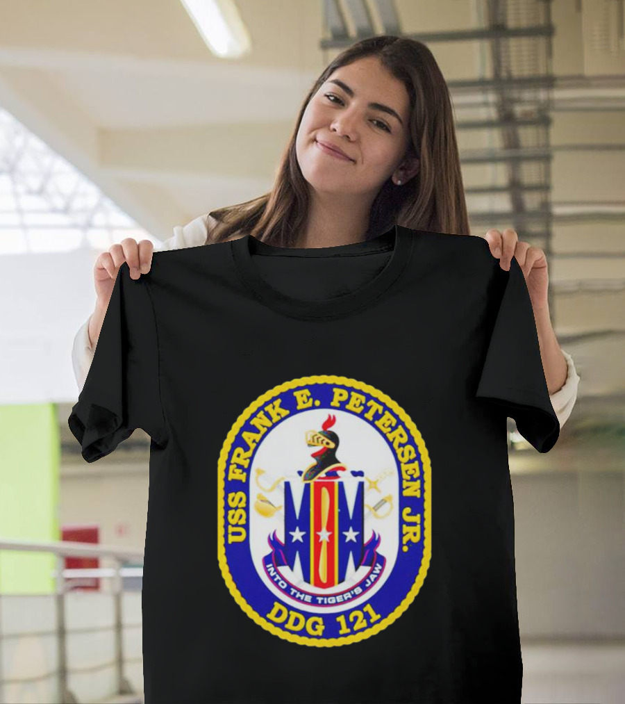 USS Frank E Petersen Jr DDG 121 Crest Into the Tiger's Jaw T-Shirt