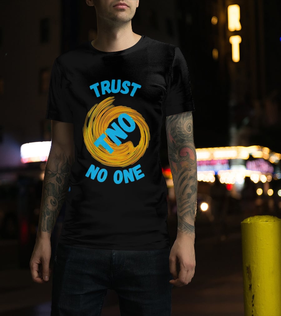 Trust No One TNO Be Careful Abstract Spiral T-Shirt