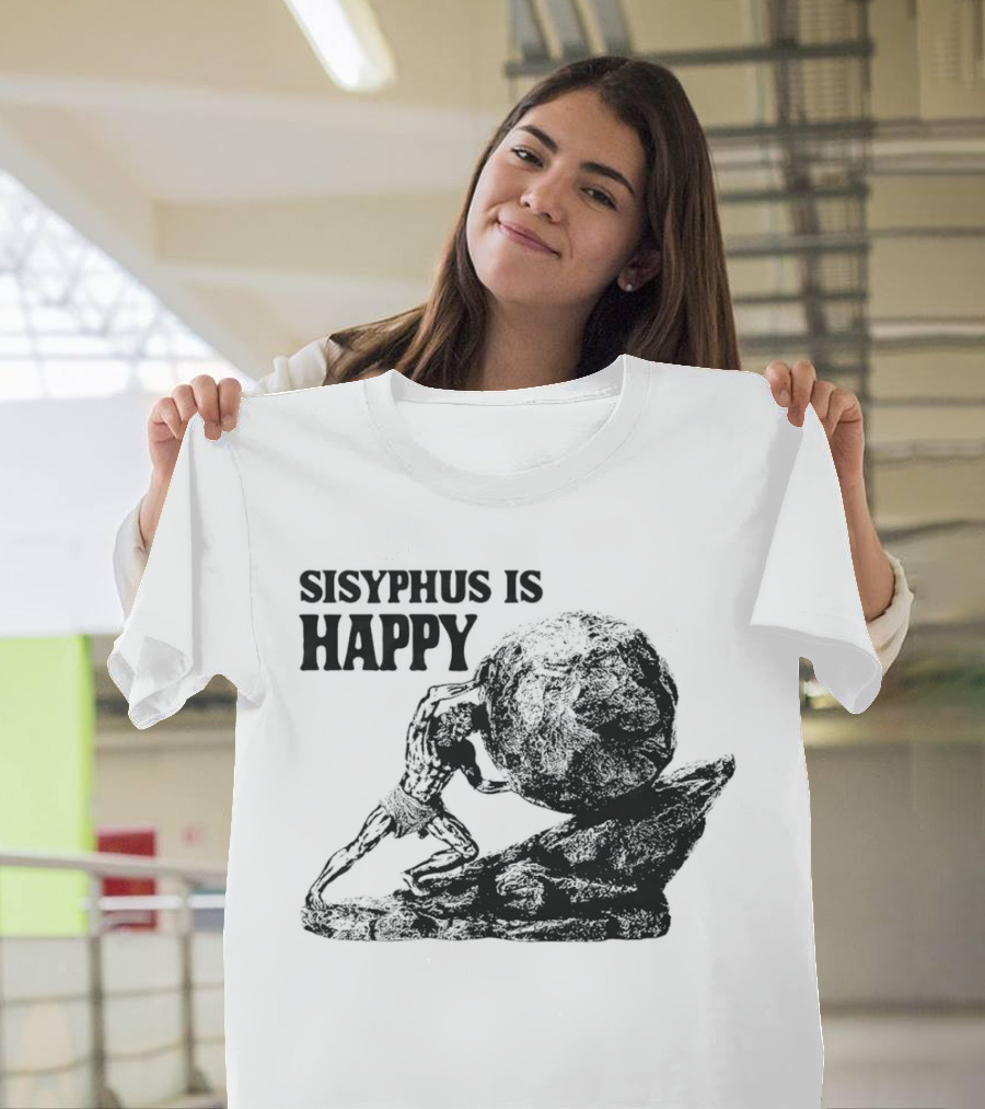 Sisyphus Is Happy Mythical Boulder Push Scene T-Shirt