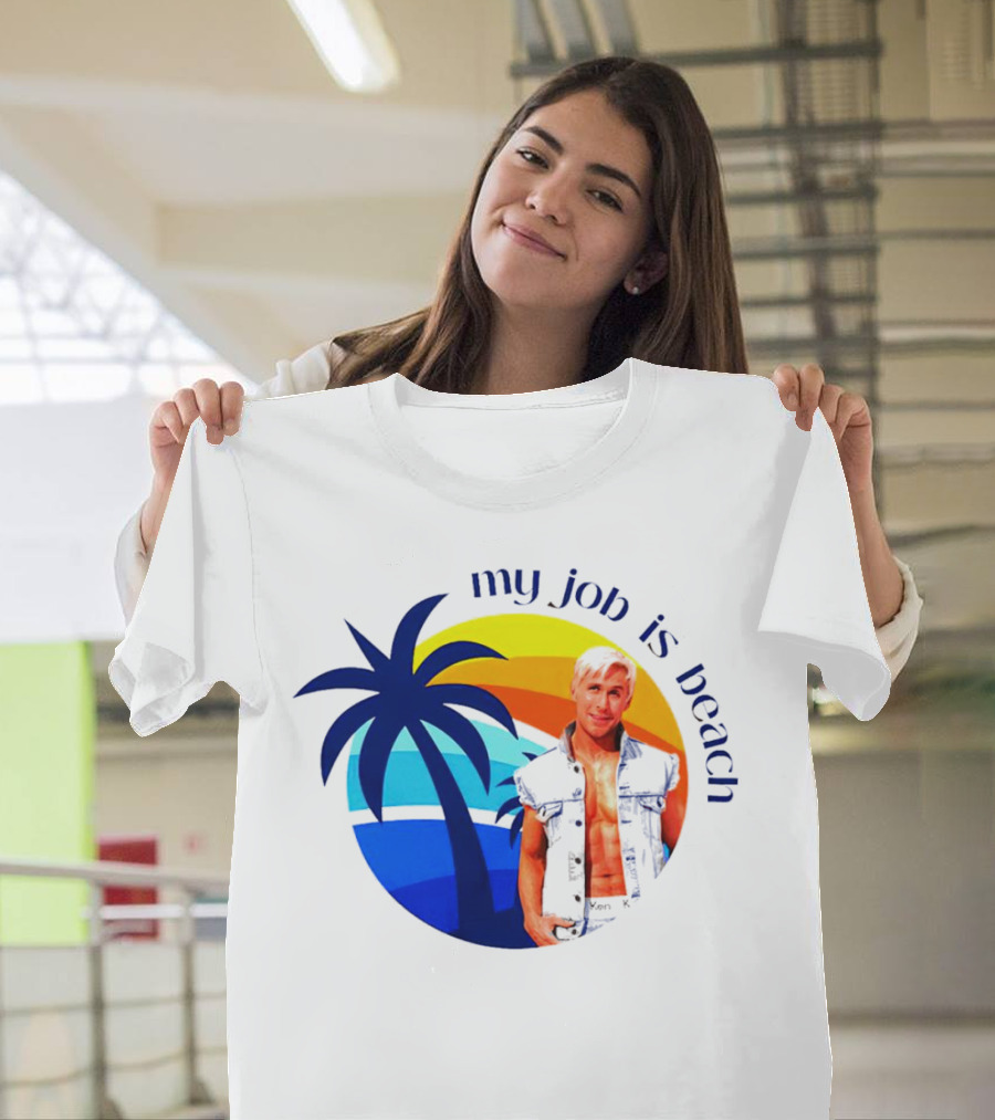 Barbie My Job Is Beach Ken Sunset Palm Tree T-Shirt
