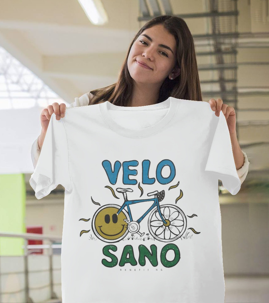 VELO SANO Yellow Smile Bike Sun Motif T-Shirt
