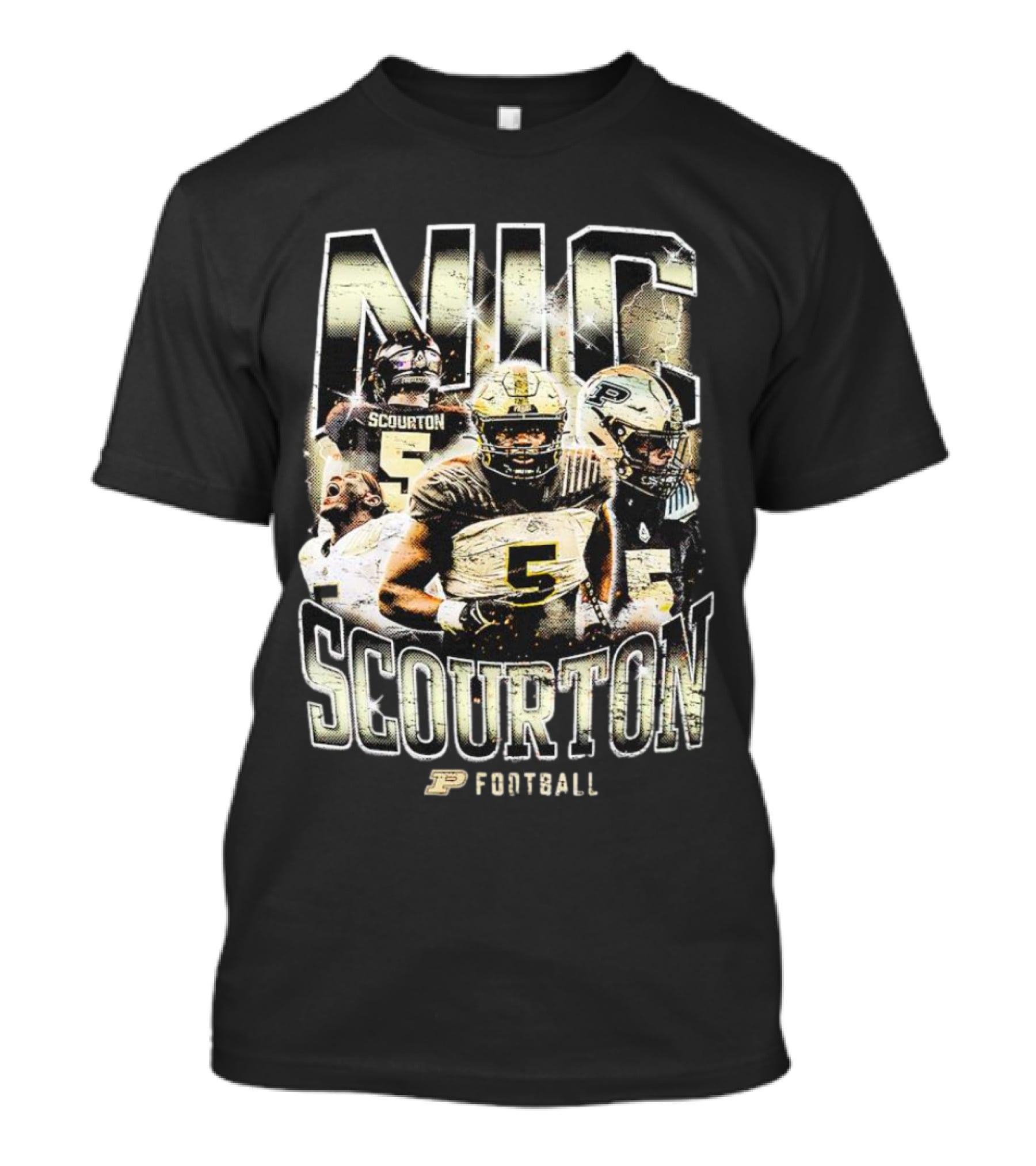 Nic Scourton Purdue Football Vintage Boilermakers Players Montage T-Shirt