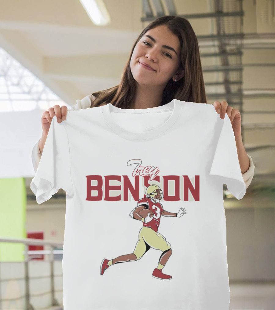 Trey Benson Football Player Florida State Seminoles Cartoon T-Shirt