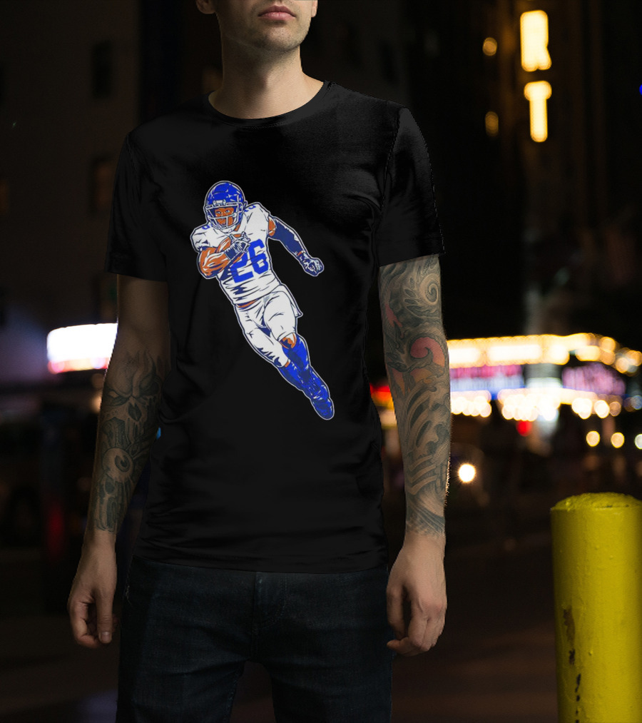 Saquon Barkley New York Giants 26 Superstar Pose Signature T-Shirt