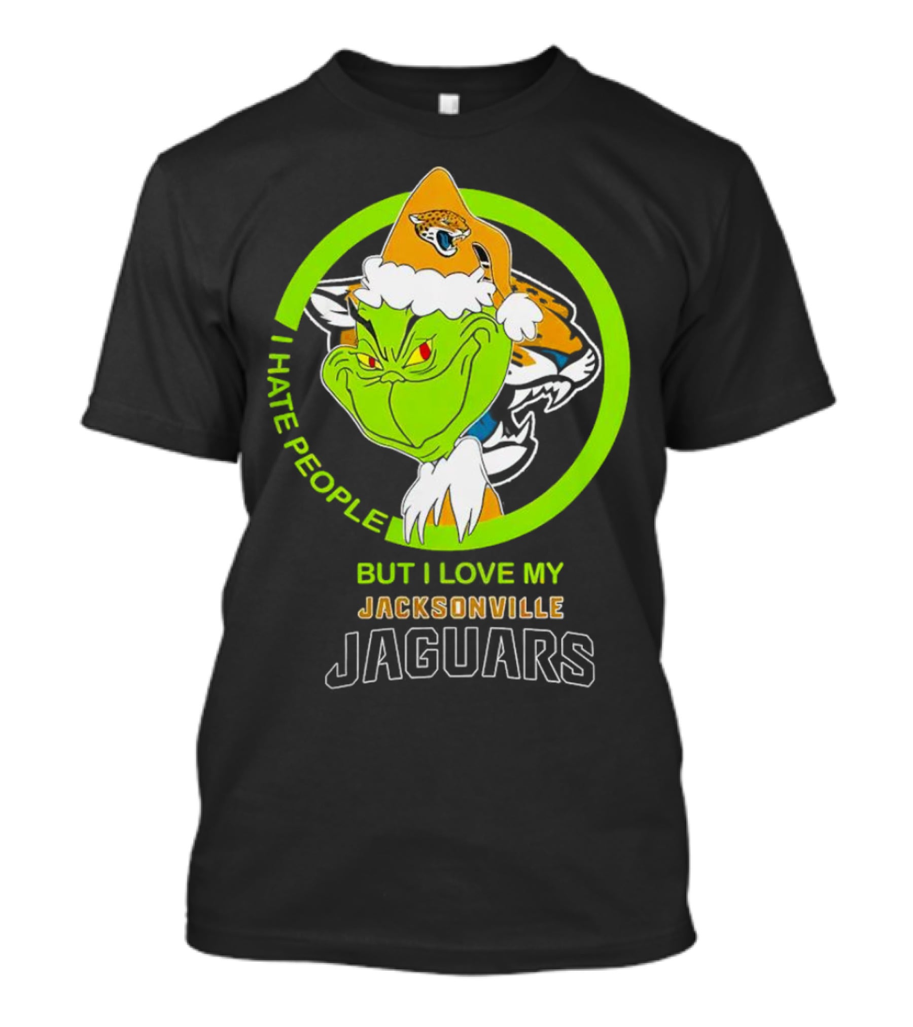 Jacksonville Jaguars Grinch I Hate People But Love My Favorite Football Team Christmas T-Shirt