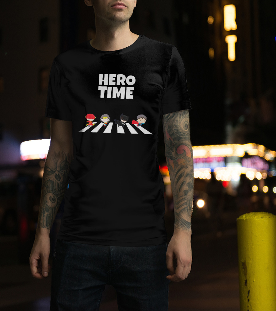Hero Time Flash Wonder Woman Batman Superman Abbey Road T-Shirt