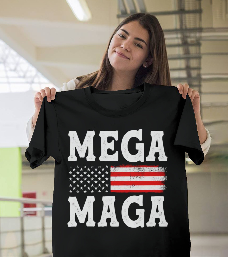 MEGA MAGA American Flag T-Shirt