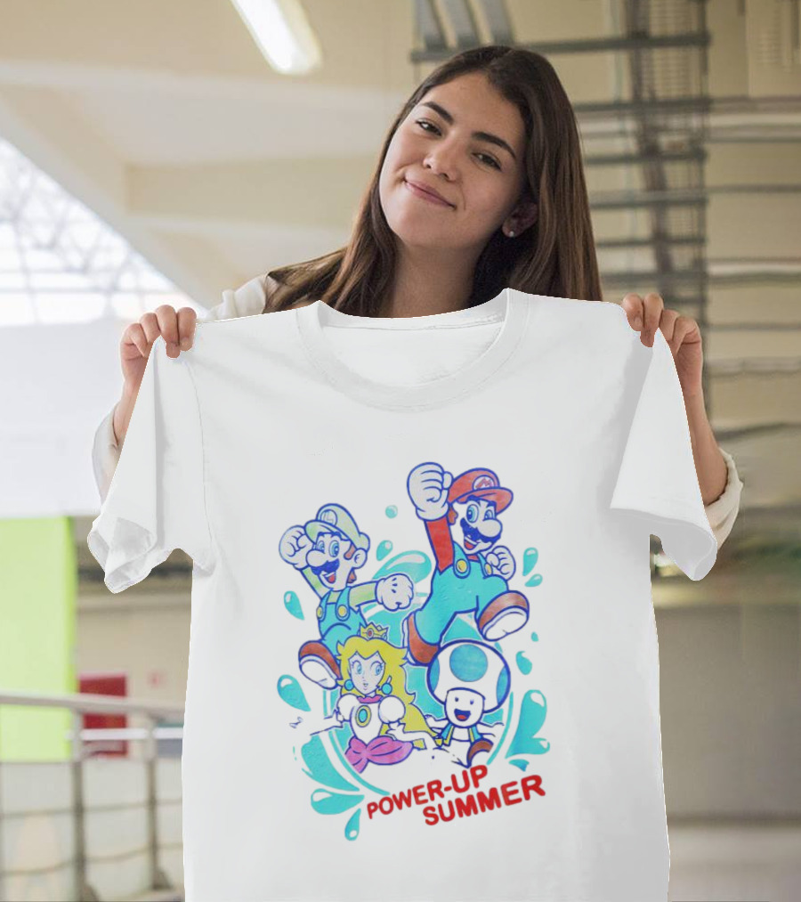 Power-Up Summer Mario Luigi Princess Peach Dynamic Adventure T-Shirt