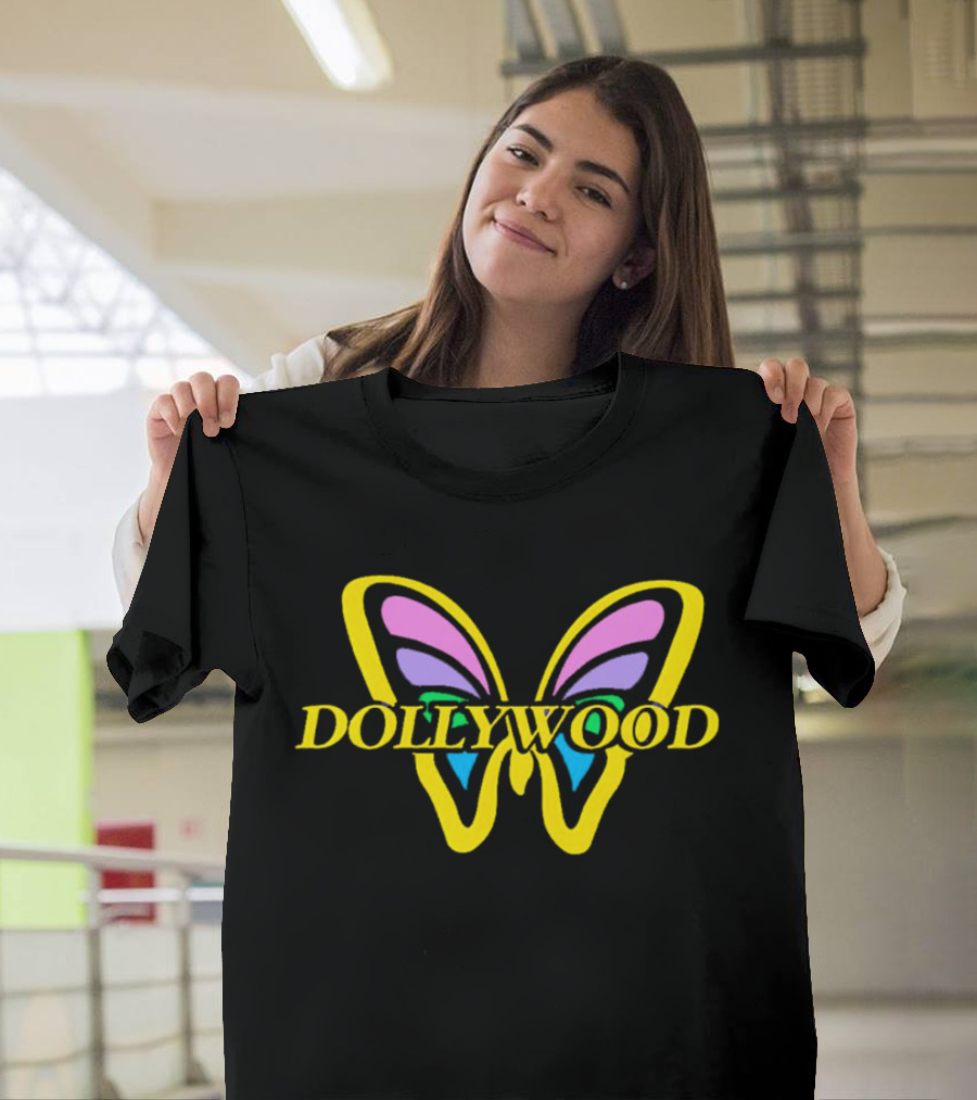 Dollywood Butterfly Logo With Colorful Wings T-Shirt