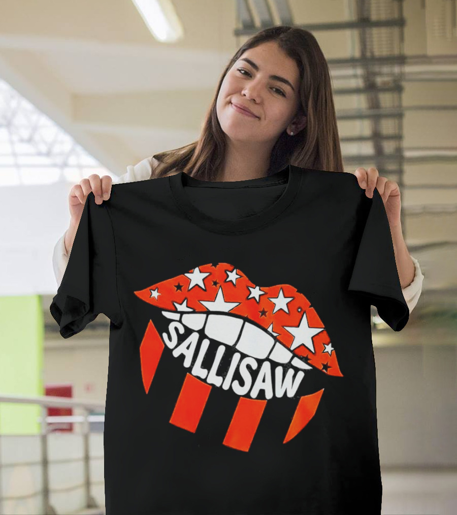 Sallisaw Lips Stars And Stripes Red White Black T-Shirt