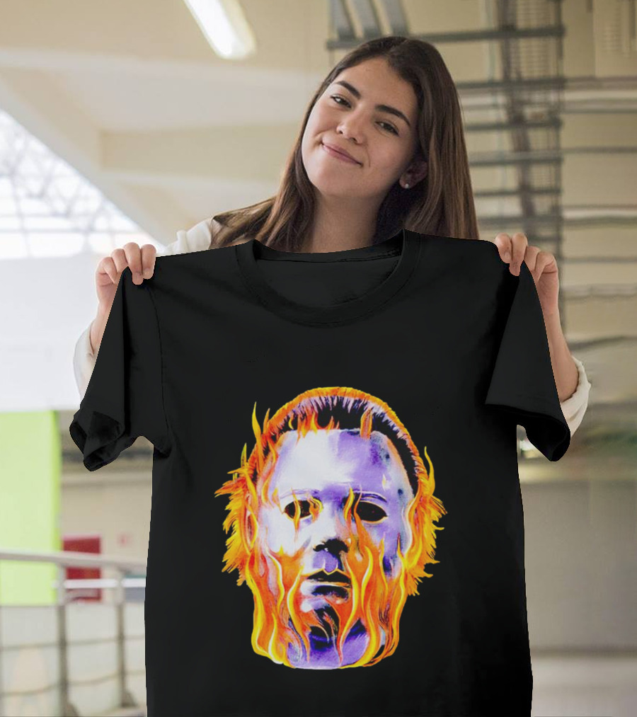 Michael Myers Flaming Mask Halloween Horror T-Shirt