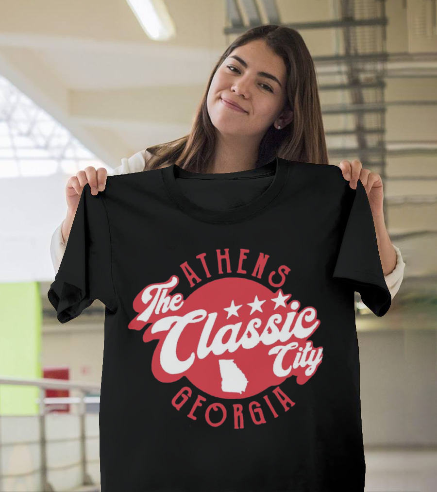 Athens Georgia The Classic City Stars Red Badge T-Shirt