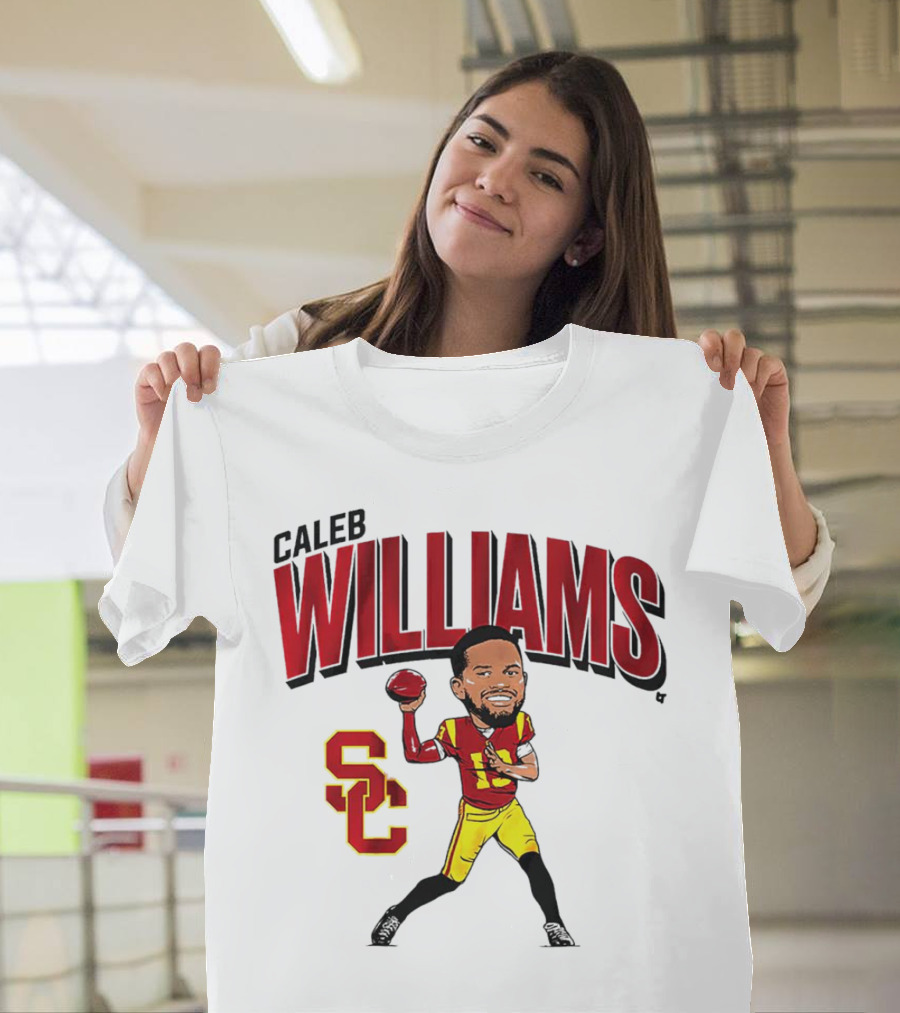 Caleb Williams USC Trojans Football Caricature With SC T-Shirt
