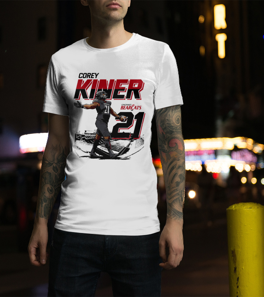 Corey Kiner 21 Cincinnati Bearcats Football Stadium T-Shirt