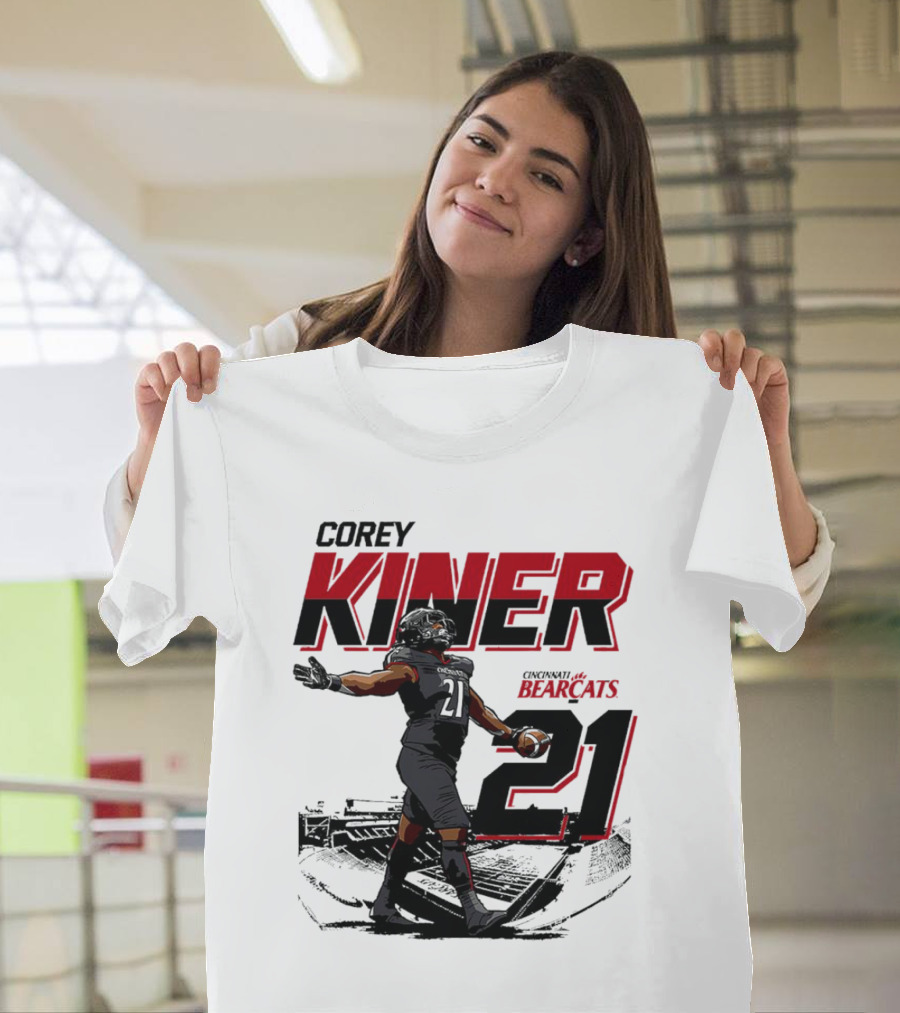 Corey Kiner 21 Cincinnati Bearcats Football Stadium T-Shirt