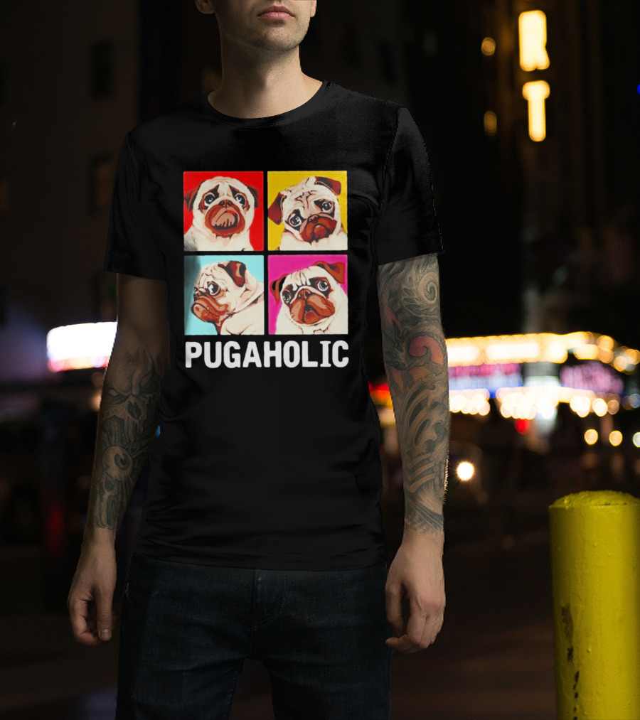 Pug Dog Pop Art Pugaholic T-Shirt