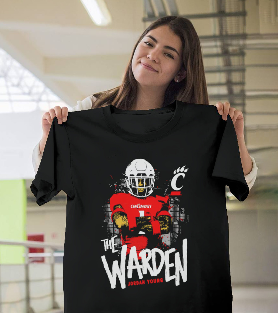 The Warden Jordan Young Cincinnati Bearcats Football Guardianship T-Shirt
