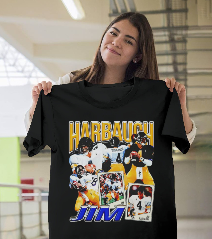 Jim Harbaugh Vintage Football Quarterback Collage T-Shirt