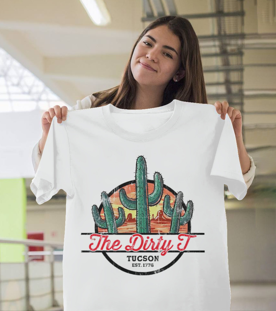 The Dirty T Tucson Est 1776 Sunset Cactus Scene T-Shirt