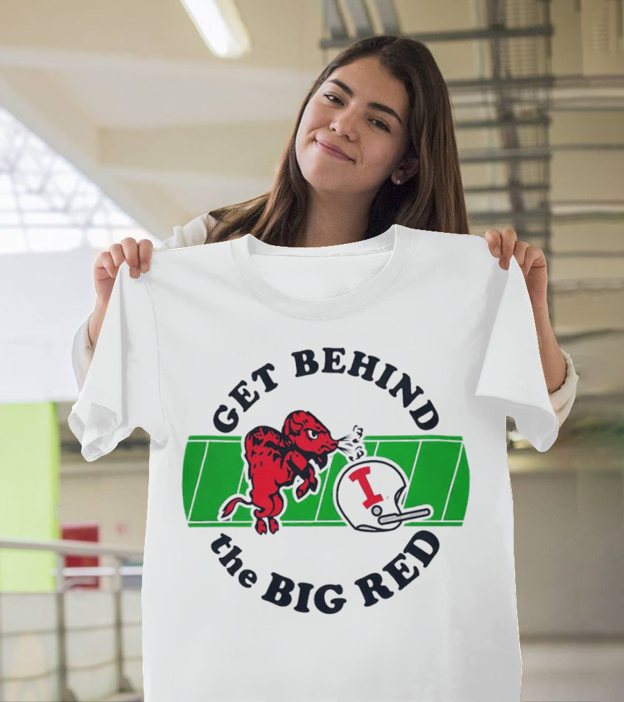 Get Behind The Big Red Indiana Hoosiers Football Helmet And Dog T-Shirt