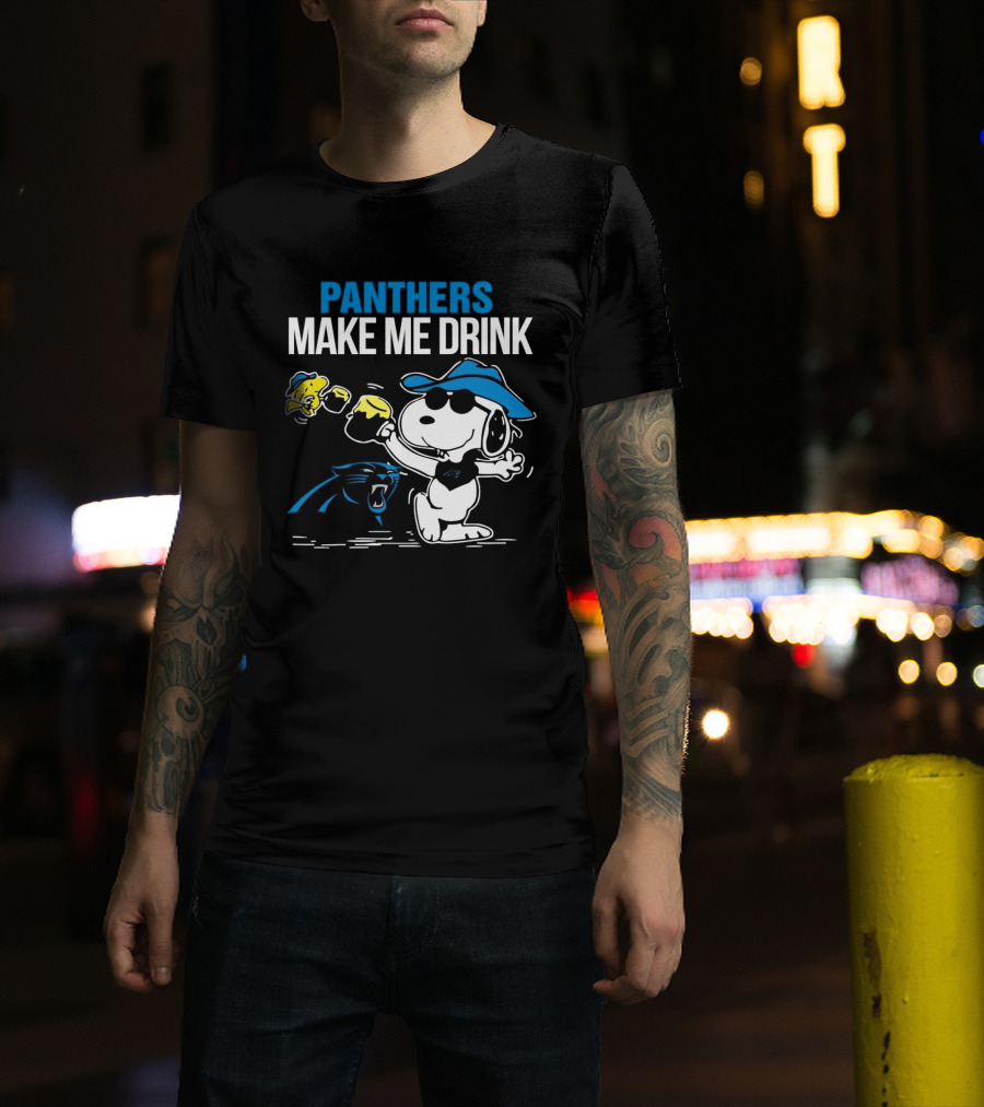 Panthers Make Me Drink Snoopy Iconic Football Fun T-Shirt