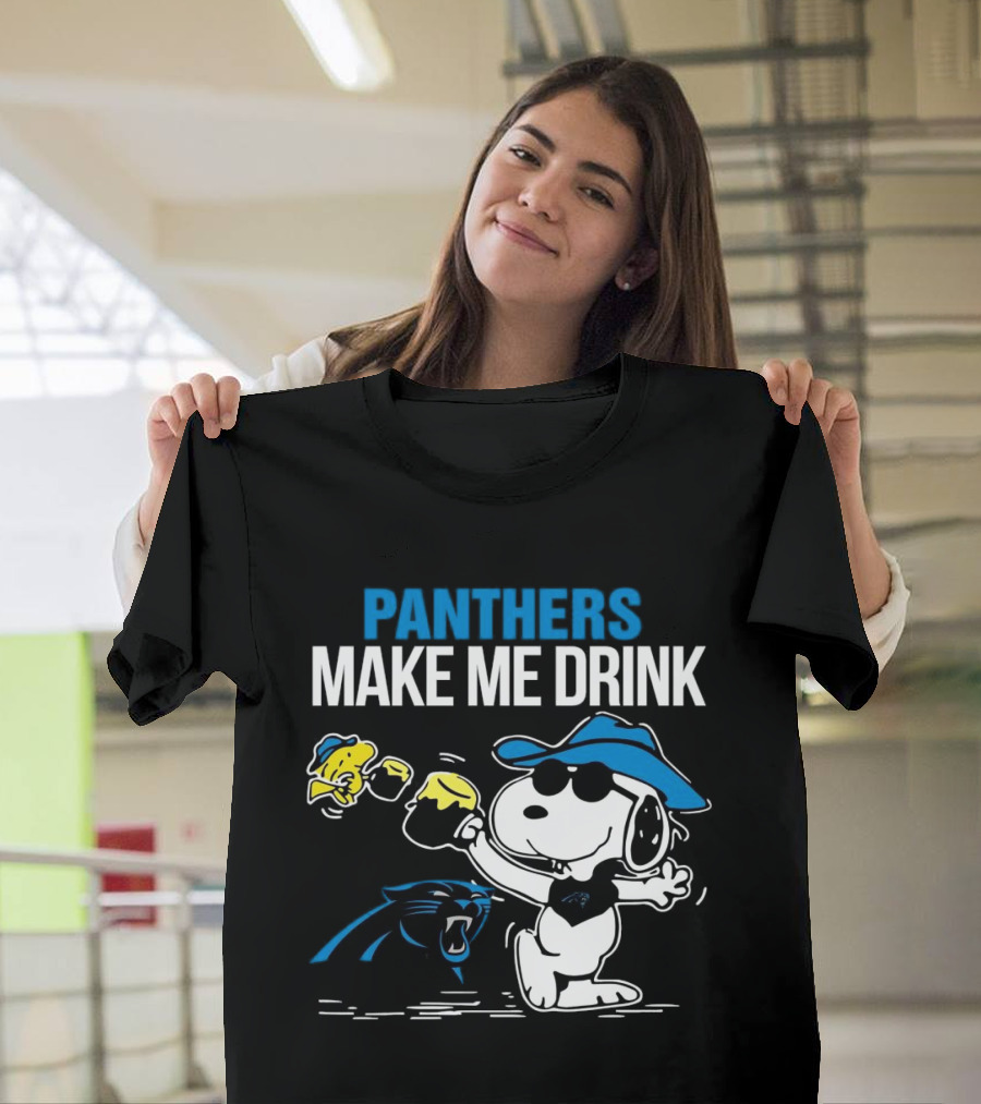 Panthers Make Me Drink Snoopy Iconic Football Fun T-Shirt
