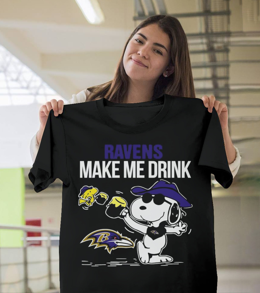 Ravens Make Me Drink Snoopy Baltimore Football Fan T-Shirt