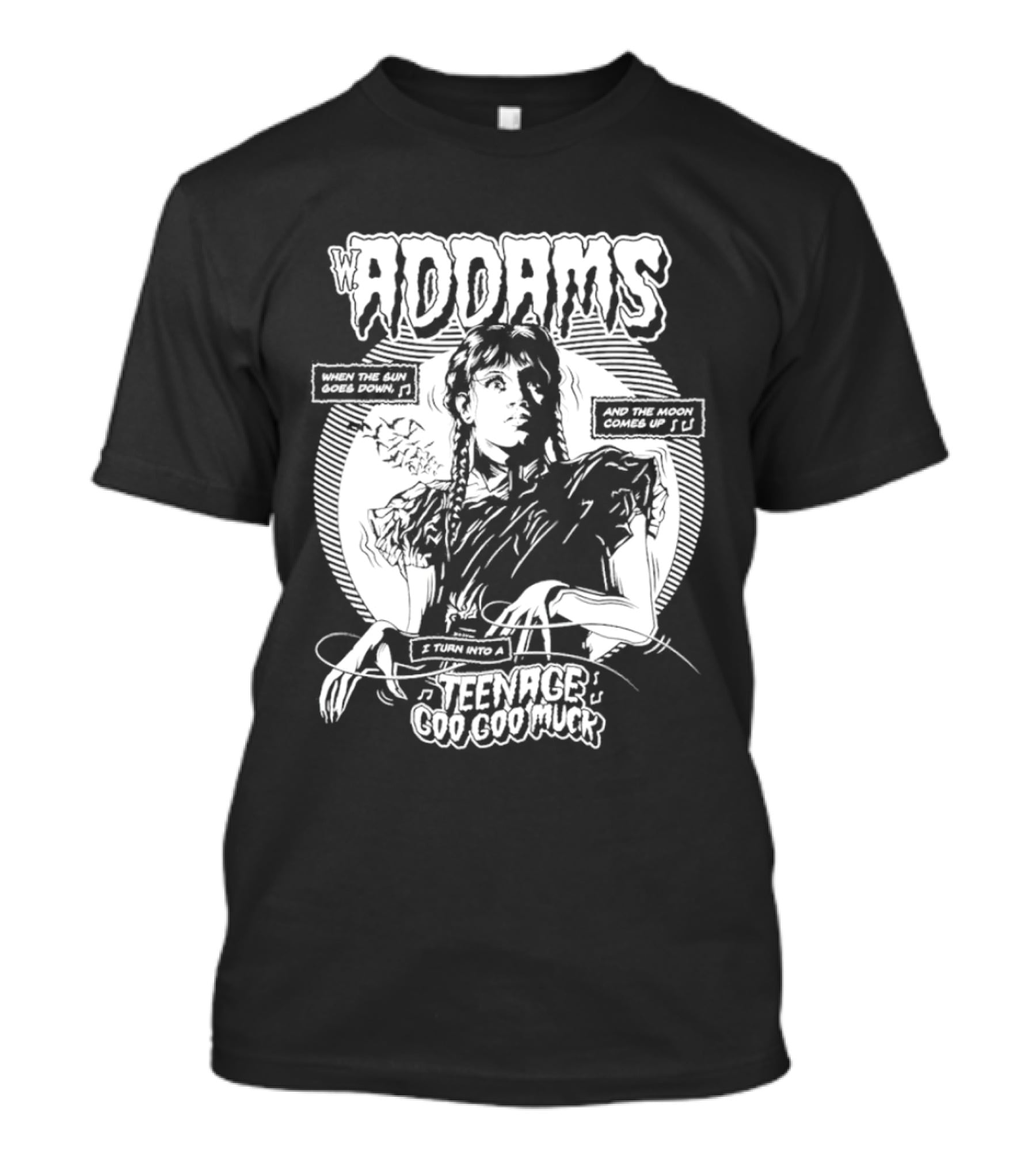 Wednesday Addams When The Sun Goes Down Teenage Goo Goo Muck T-Shirt