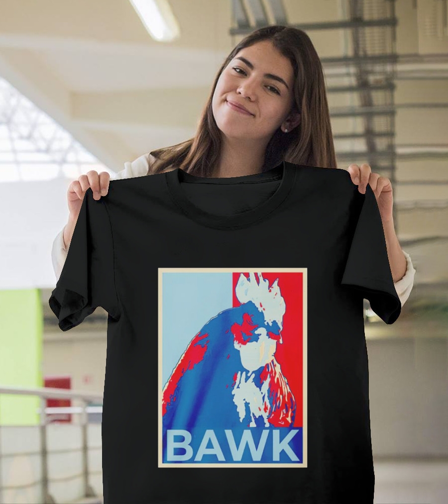 Bawk Chicken Vintage Rooster Pop Art Red Blue T-Shirt