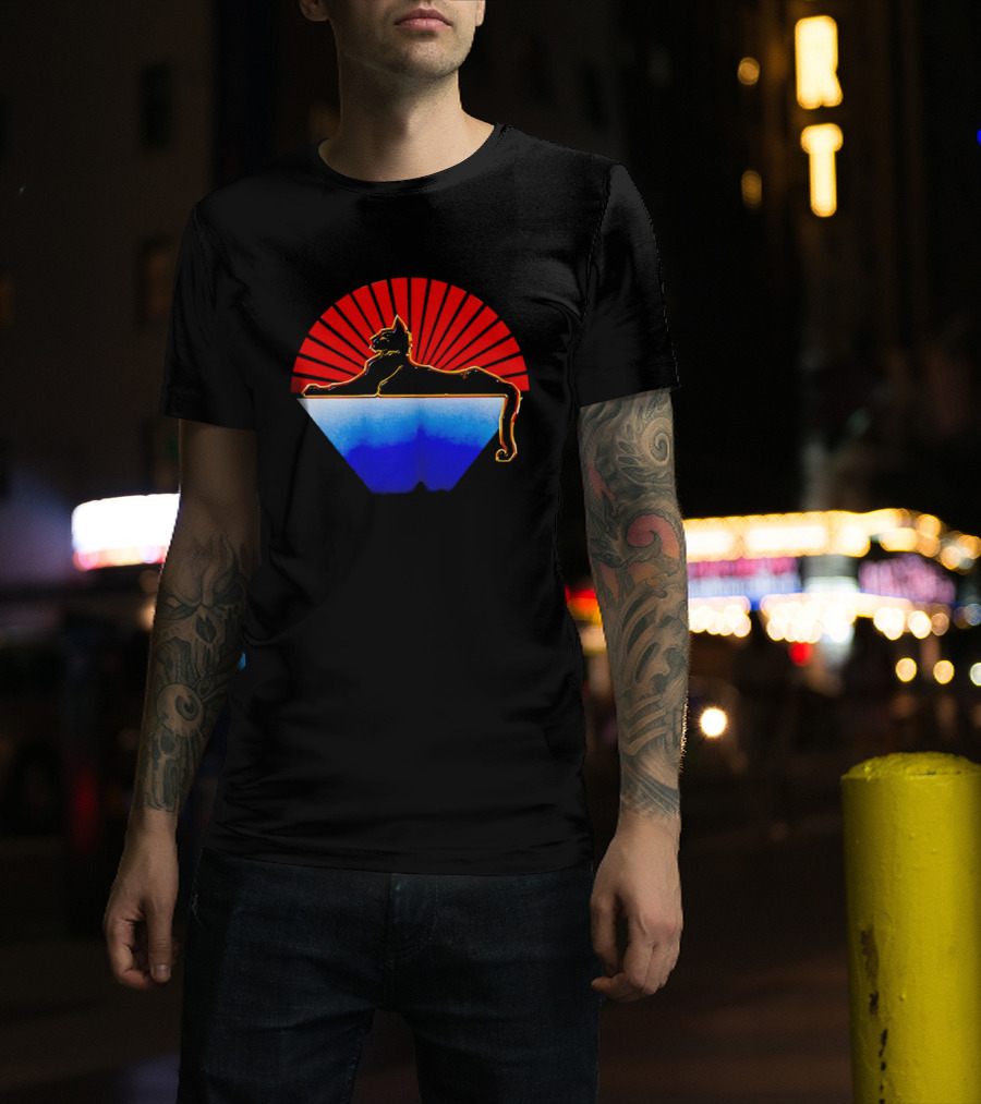 Cats Under The Stars Sphinx With Rising Sun And Tricolor Pyramid T-Shirt