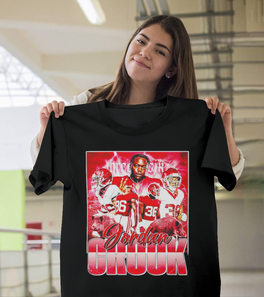 Jordan Crook Arkansas Razorbacks Football Vintage Collage T-Shirt