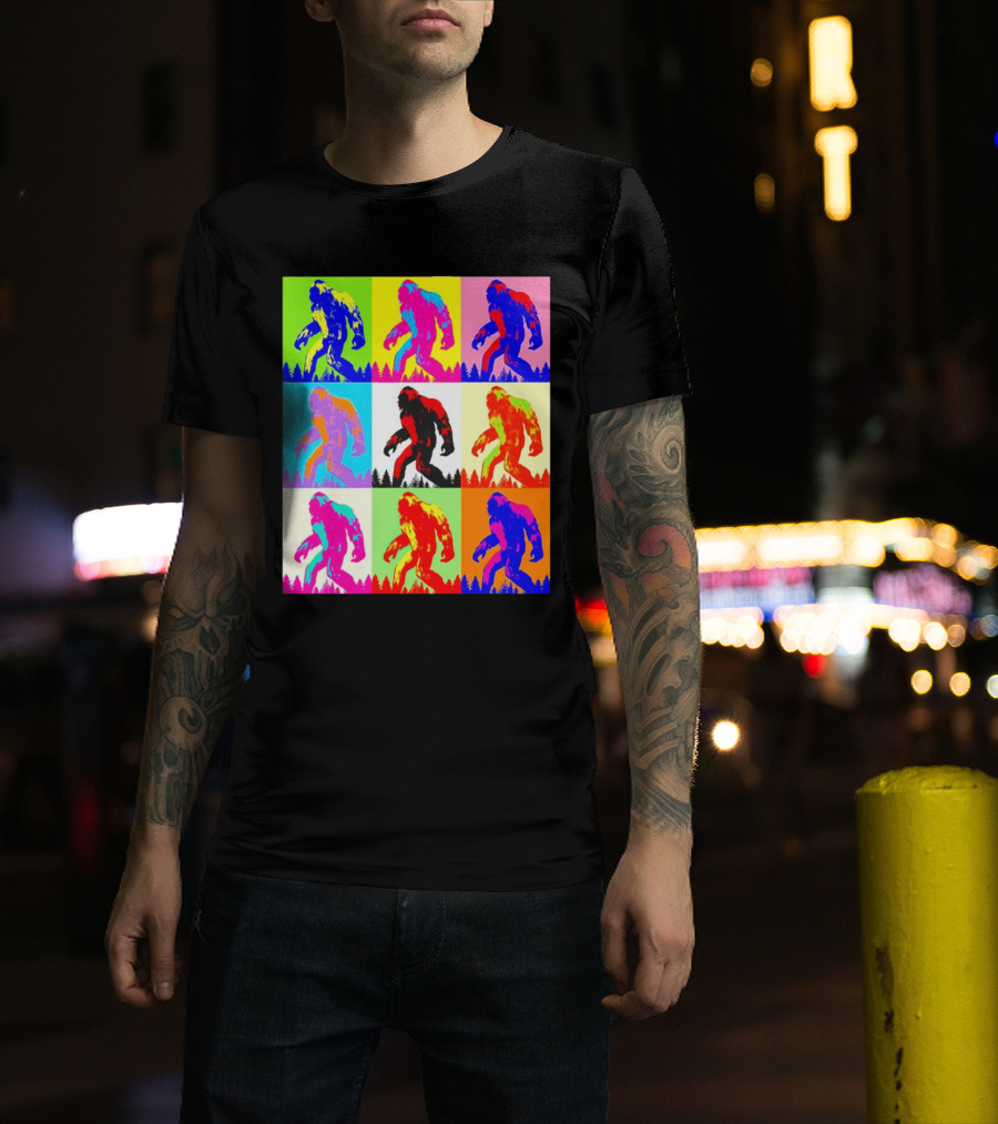 Retro Pop Art Bigfoot Sasquatch Collage T-Shirt