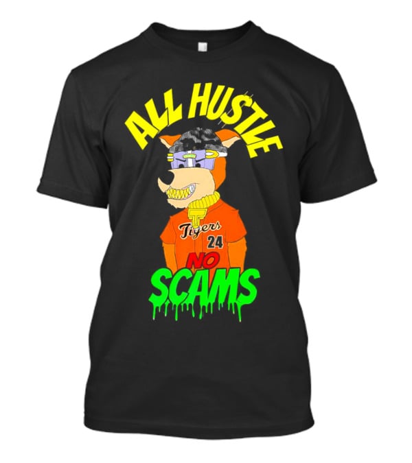 All Hustle No Scams Tigers 24 Cartoon Character T-Shirt