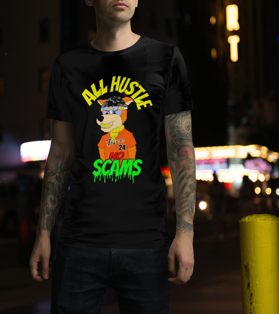 All Hustle No Scams Tigers 24 Cartoon Character T-Shirt