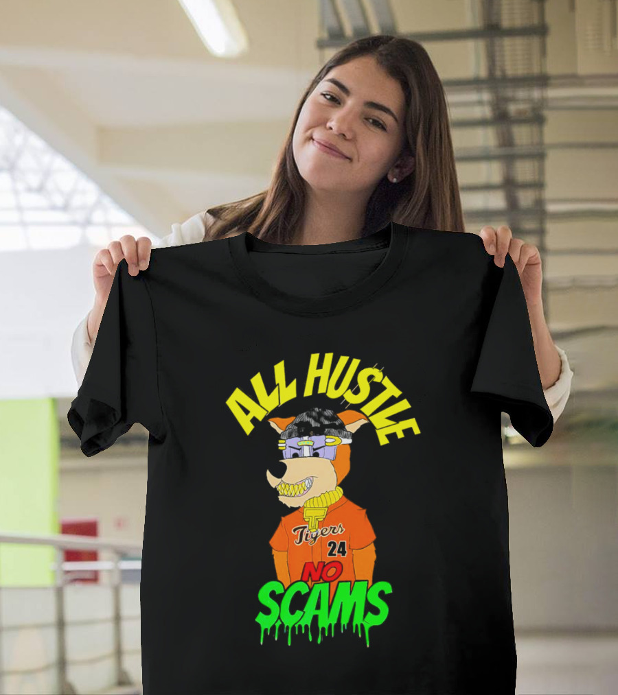 All Hustle No Scams Tigers 24 Cartoon Character T-Shirt