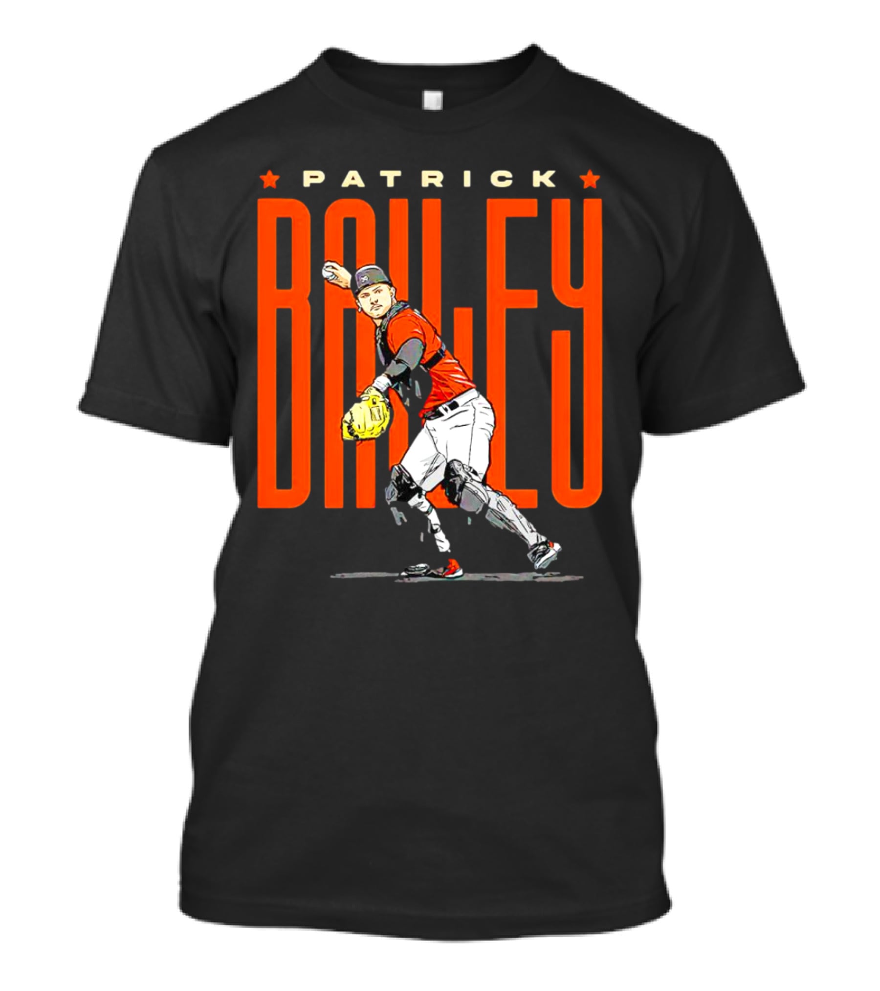 Patrick Bailey Baseball Player Illustration With Orioles Colors T-Shirt