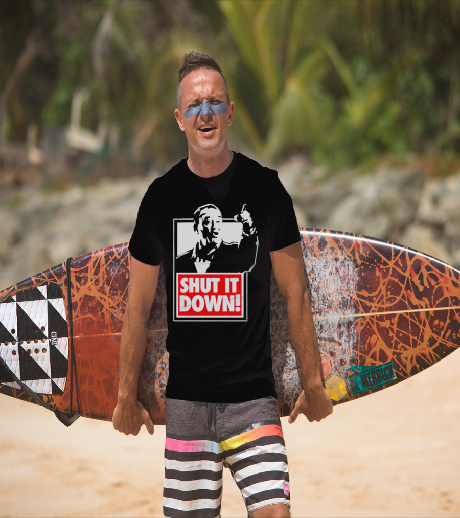 SHUT IT DOWN Meme Bold Red And White Iconic T-Shirt
