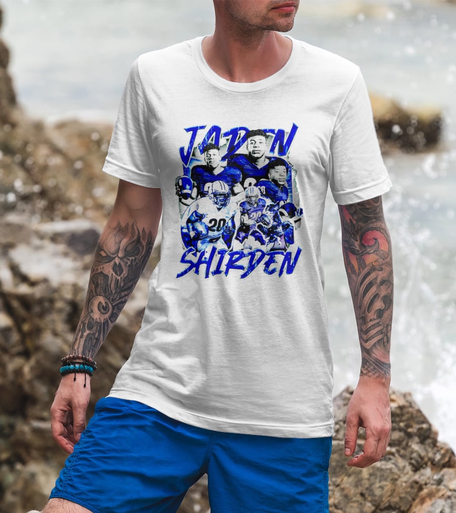 Jaden Shirden Monmouth Hawks Football Vintage Player Collage T-Shirt