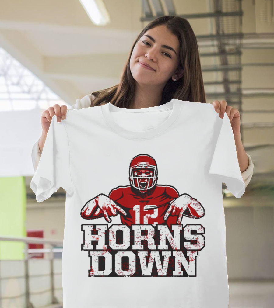 Horns Down 12 Houston Cougars Football T-Shirt