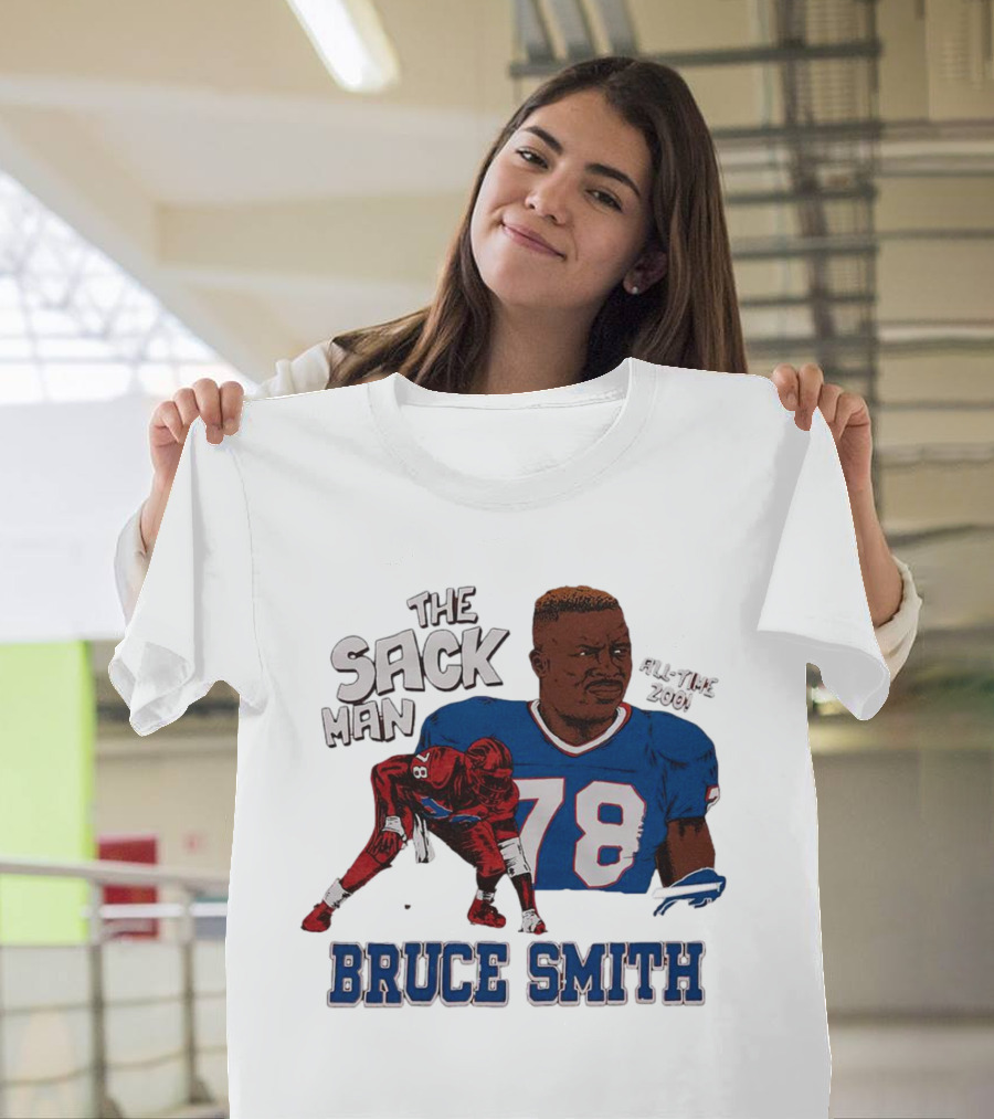 The Sack Man 78 Bruce Smith Buffalo Bills All Time 200 Career Sacks T-Shirt