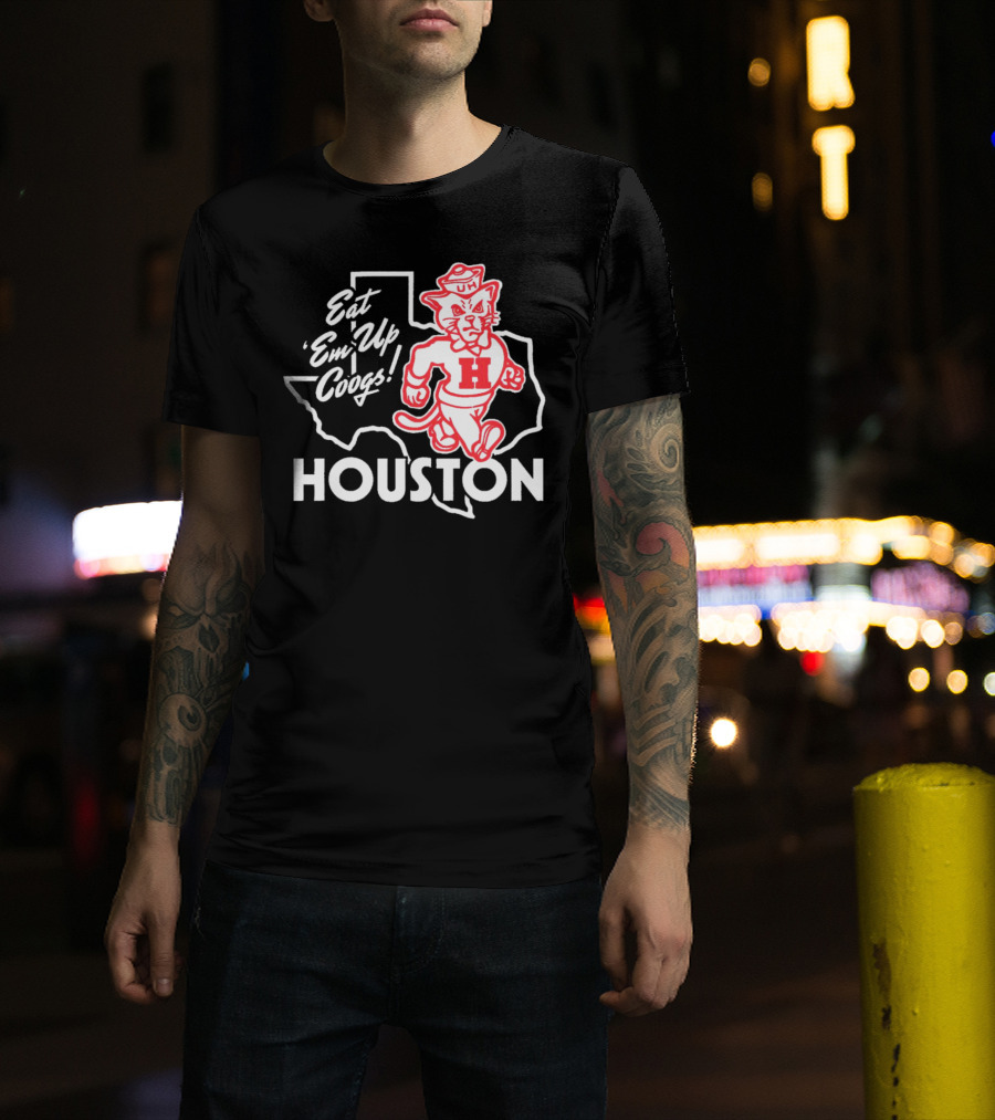 Houston Cougars Eat 'Em Up Coogs Texas State Mascot T-Shirt