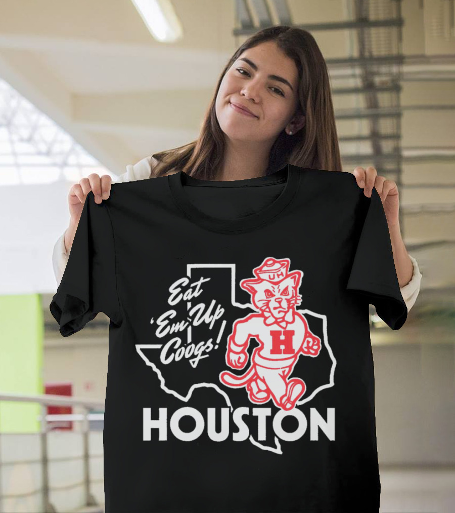 Houston Cougars Eat 'Em Up Coogs Texas State Mascot T-Shirt