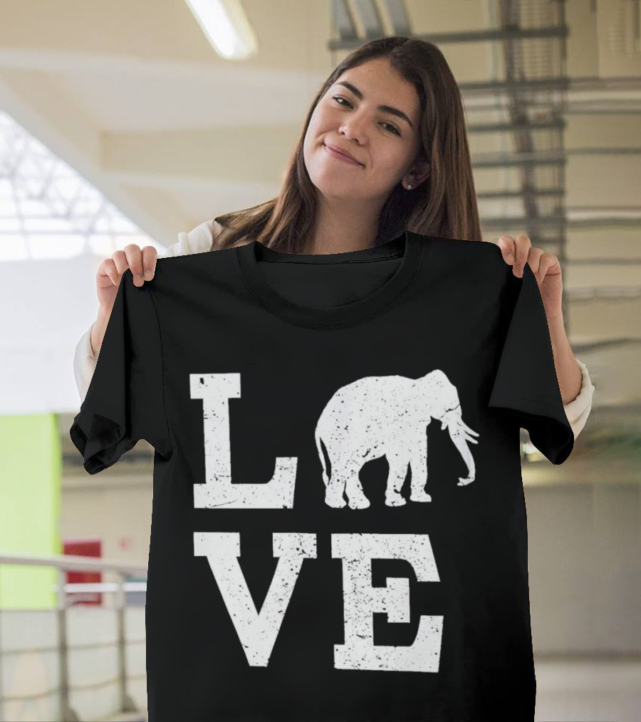 Love Elephant Vintage Style Animal T-Shirt